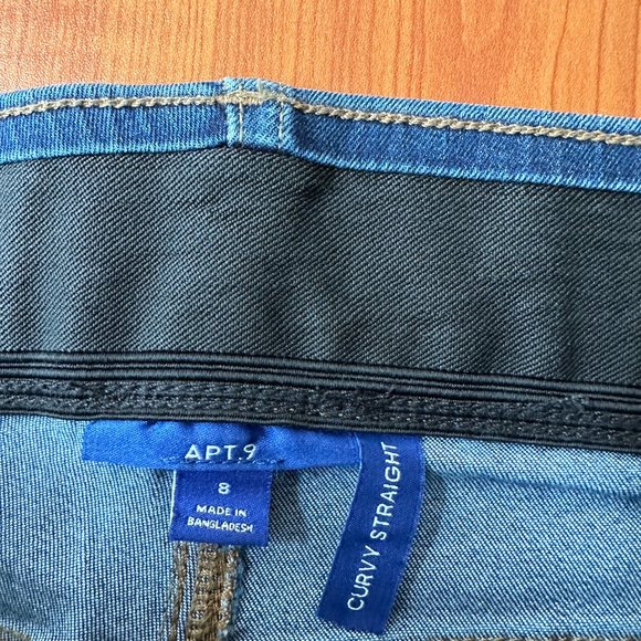 Apt 9 Jeans Womens 8 Blue Denim Curvy Straight Slimming Tummy Waistband Pants - Picture 13 of 16